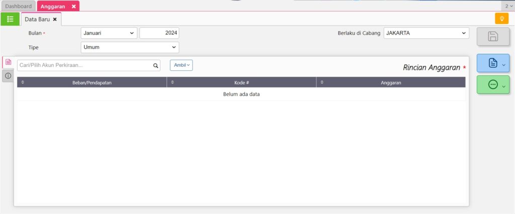 fitur anggaran accurate online