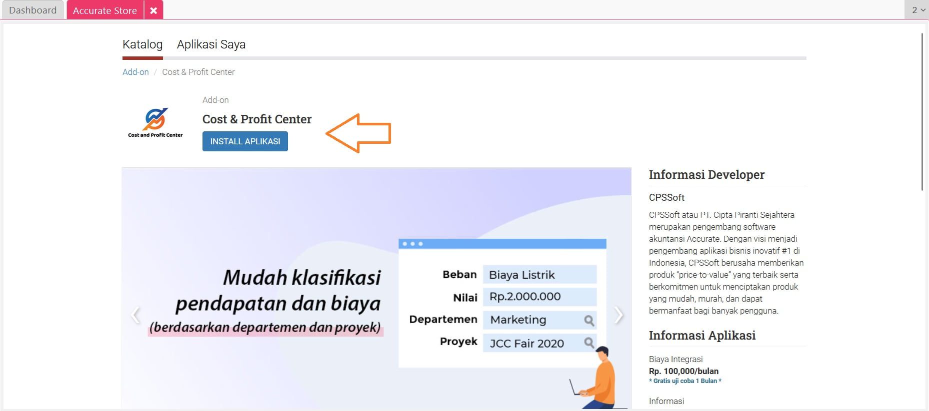 fitur departemen accurate online