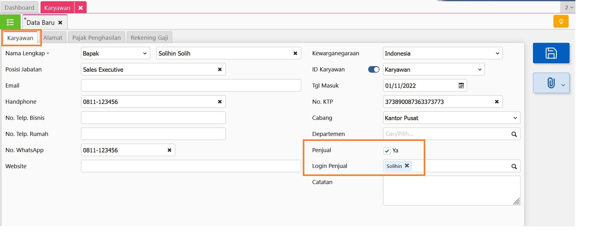 fitur karyawan accurate online