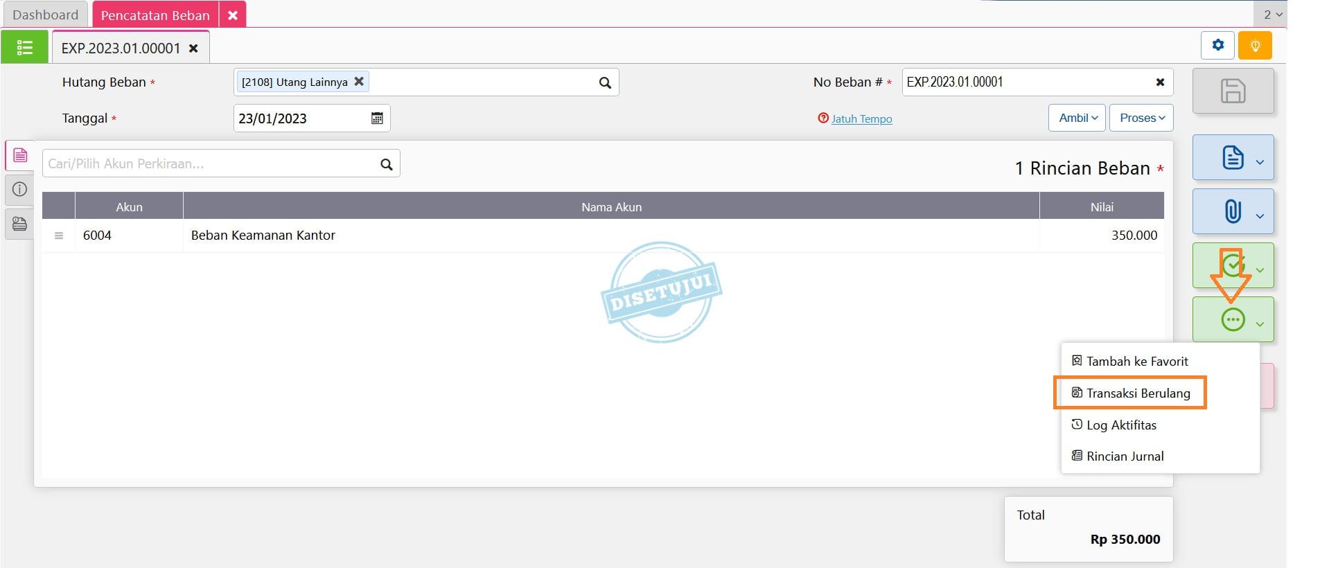 fitur transaksi berulang accurate online