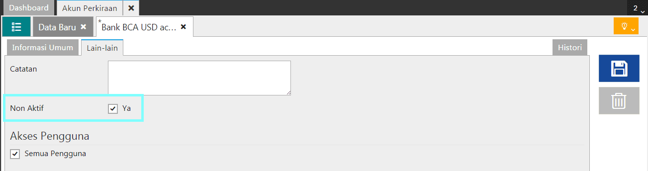 Menonaktifkan Akun Perkiraan accurate online