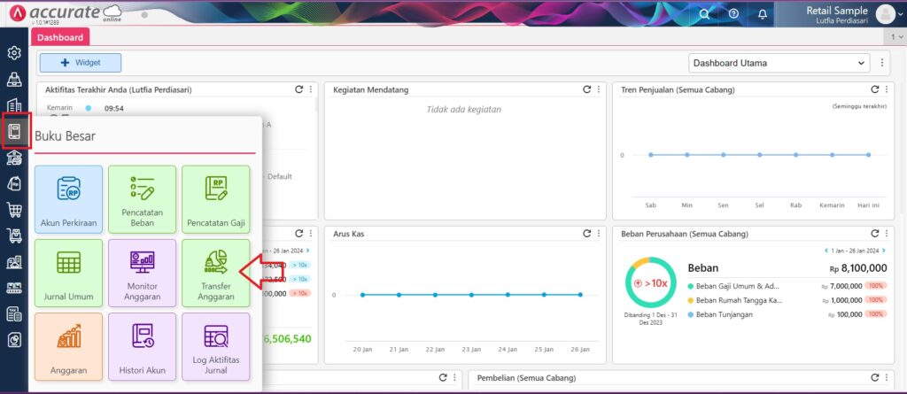 fitur transfer anggaran accurate online