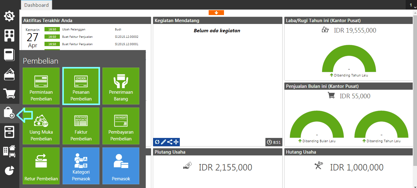 fitur pesanan pembelian accurate online