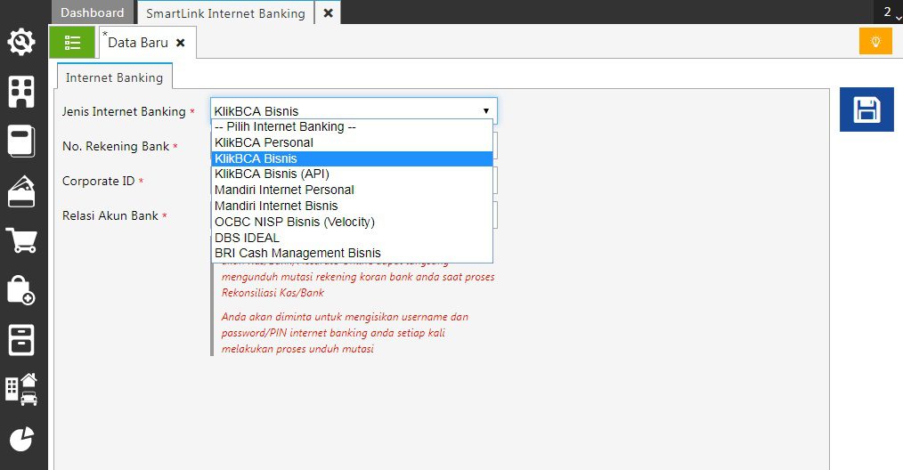 fitur smartlink e-banking accurate online