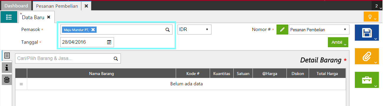 fitur pesanan pembelian accurate online