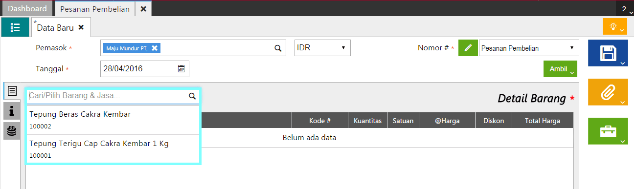 fitur pesanan pembelian accurate online