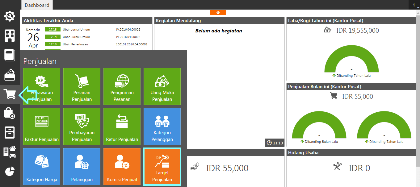 fitur target penjualan accurate online