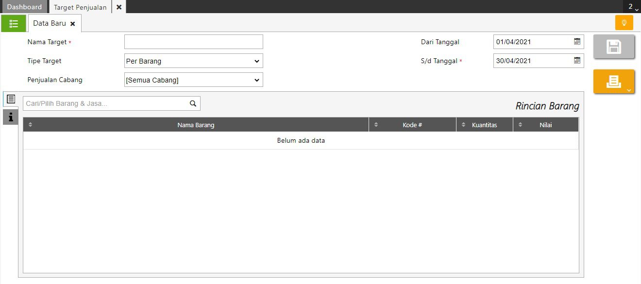 fitur target penjualan accurate online