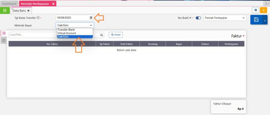 fitur perintah pembayaran accurate online
