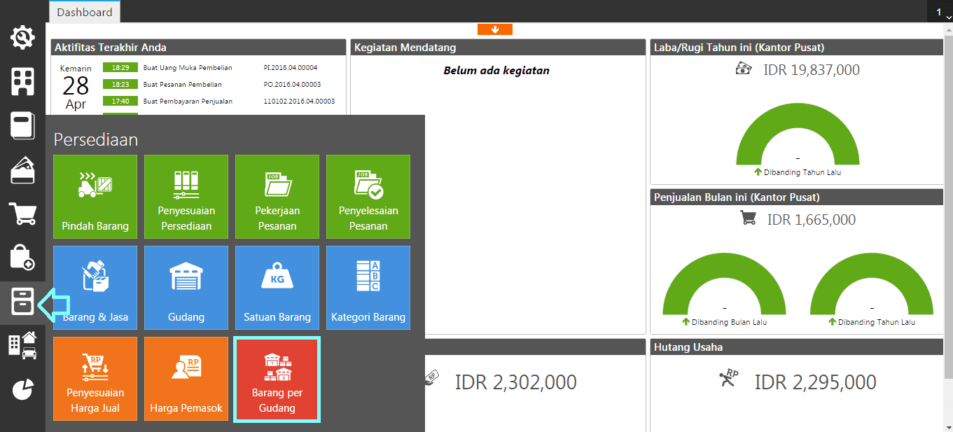 fitur barang per gudang accurate online