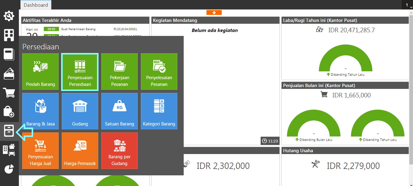 fitur penyesuaian persediaan accurate online