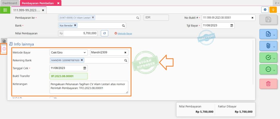 fitur perintah pembayaran accurate online