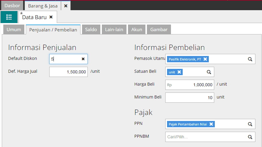 fitur barang & jasa accurate online