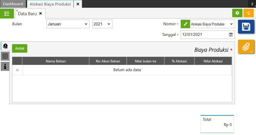 fitur alokasi biaya produksi accurate online