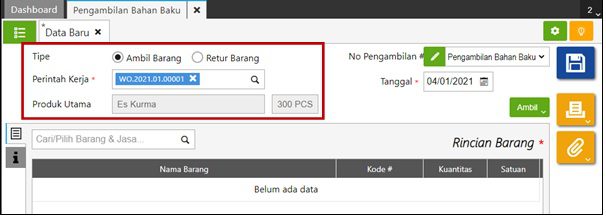 fitur pengambilan bahan baku accurate online