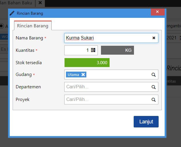 fitur pengambilan bahan baku accurate online