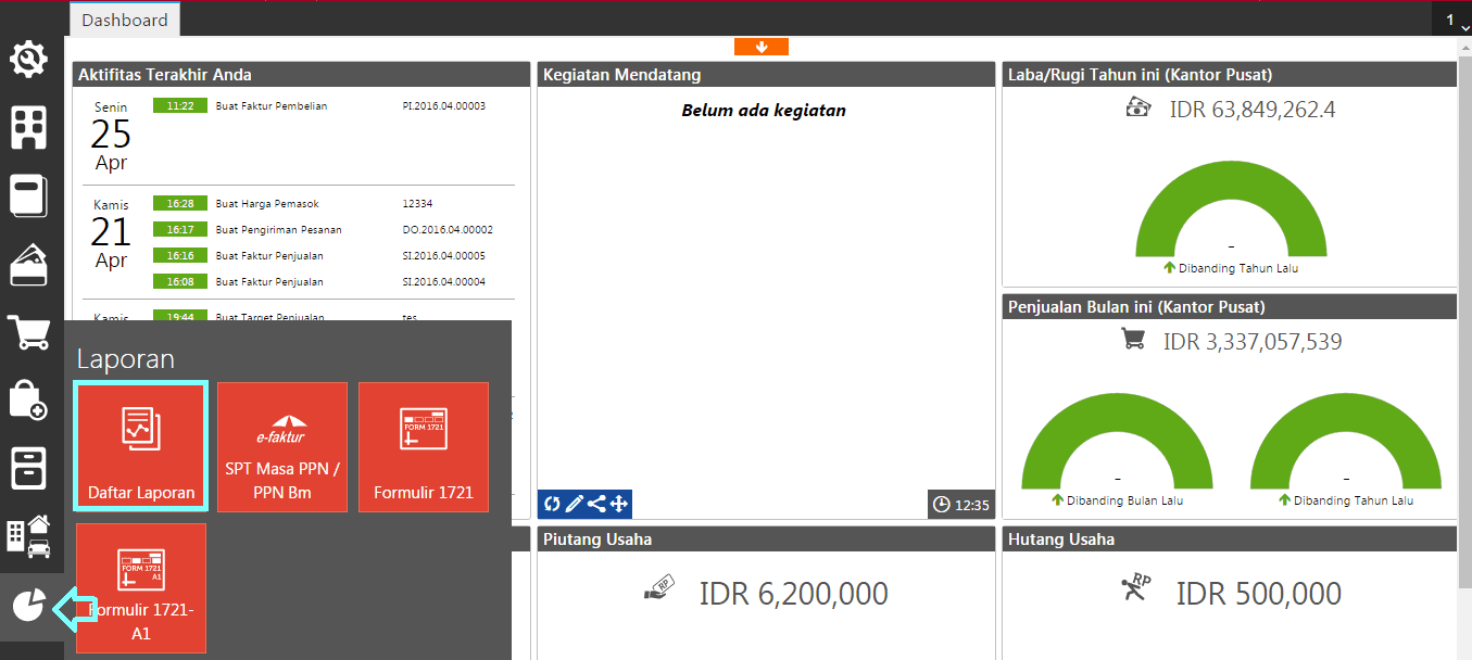 fitur daftar laporan accurate online