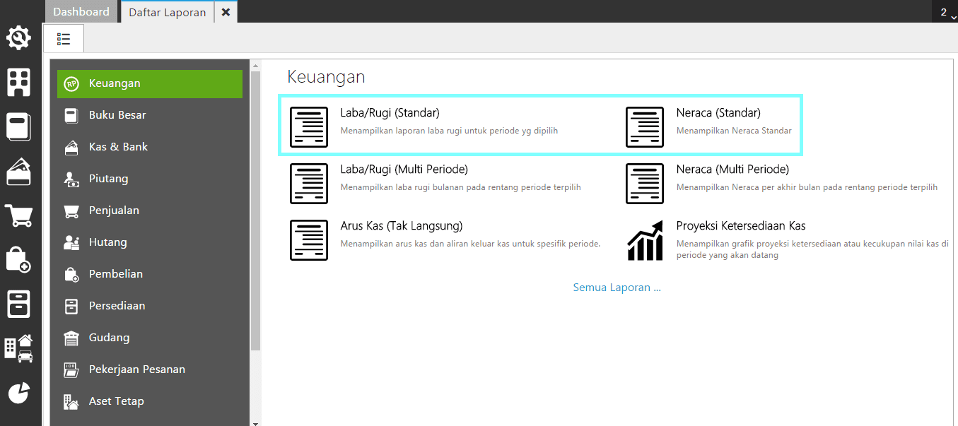 fitur daftar laporan accurate online
