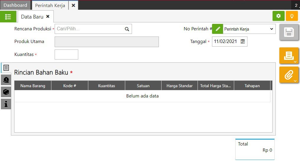 fitur perintah kerja accurate online